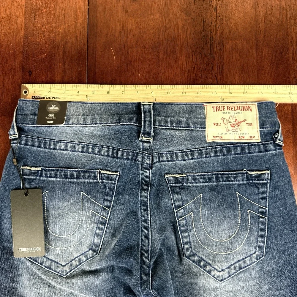 True Religion Geno Relaxed Slim Jeans Men's 31x32 (actual 34x31.5) Blue Nwt $159